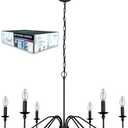 Black Chandelier RC Ceiling Light Fixture -6 Light 36 inches-Modern Farmhouse Apply to Chandeliers for Dining Room Lighting,Living Room,Bedroom,Foyer