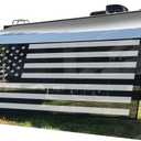 Tentproinc RV Awning Sun Shade Screen 8' X 15' 3'' (American Flag) Black Mesh Sunshade Camper Trailer Awning Shade Screen UV Blocker Completed Kits