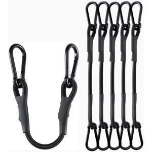 8 Inch Short Small Carabiner Bungee Cord with 190 Lbs Max Break Strength, 8 Pcs Black Mini UV Resistant Bungee Straps with Upgraded Carabiner Hooks, Great for Cargo, Bike, Kayak Boat, Luggage
