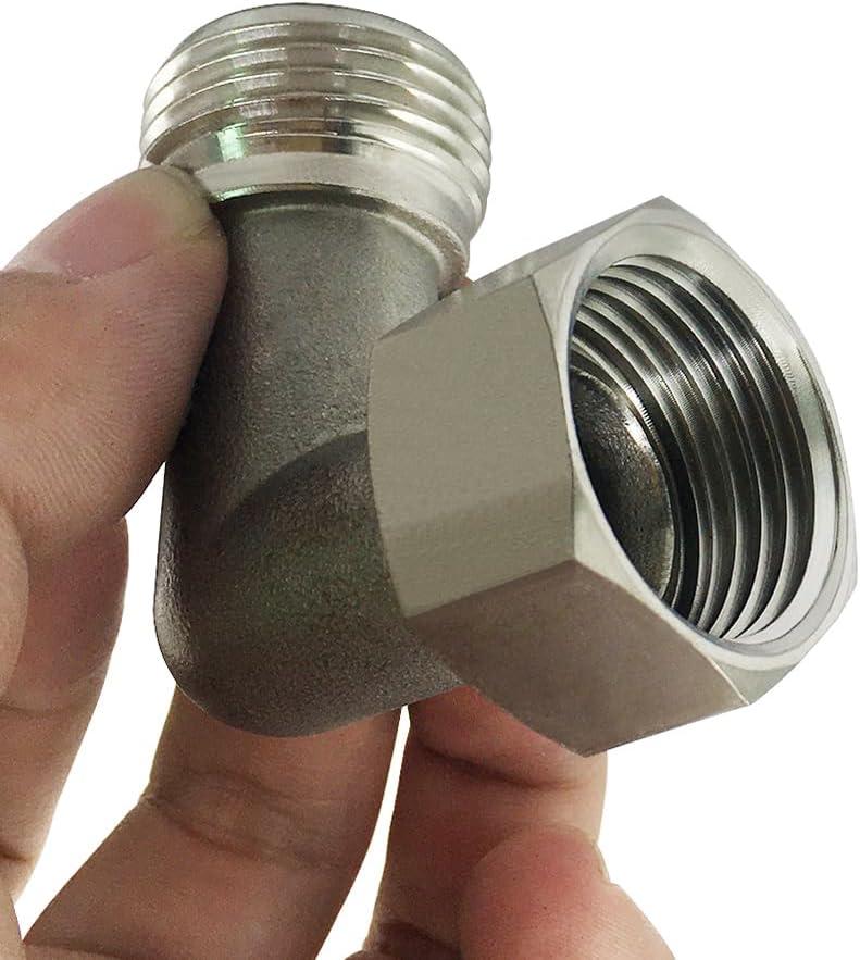 Beduan Stainless Steel Garden Hose Elbow 90 Dedgree Water Hose Connector Right Angle 3/4 GHT Male to Female Adapter for RV Camper Outdoor Faucets