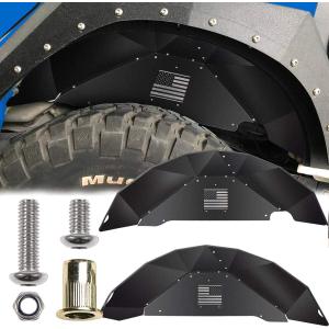 Aluminum Rear Inner Fender Liner Compatible with 2007-2018 Wrangler JK JKU, US Flag Pattern, Great Fitting&Easy to Install, JK Accessories, Black 2PCS