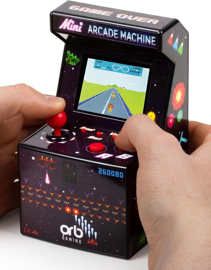 Mini Arcade Machine, 240 Built-in 8-Bit Games, 2.5 Full Colour Screen, 8-Way Joystick, Handheld Retro Games Console  Orb Gaming by ThumbsUp!