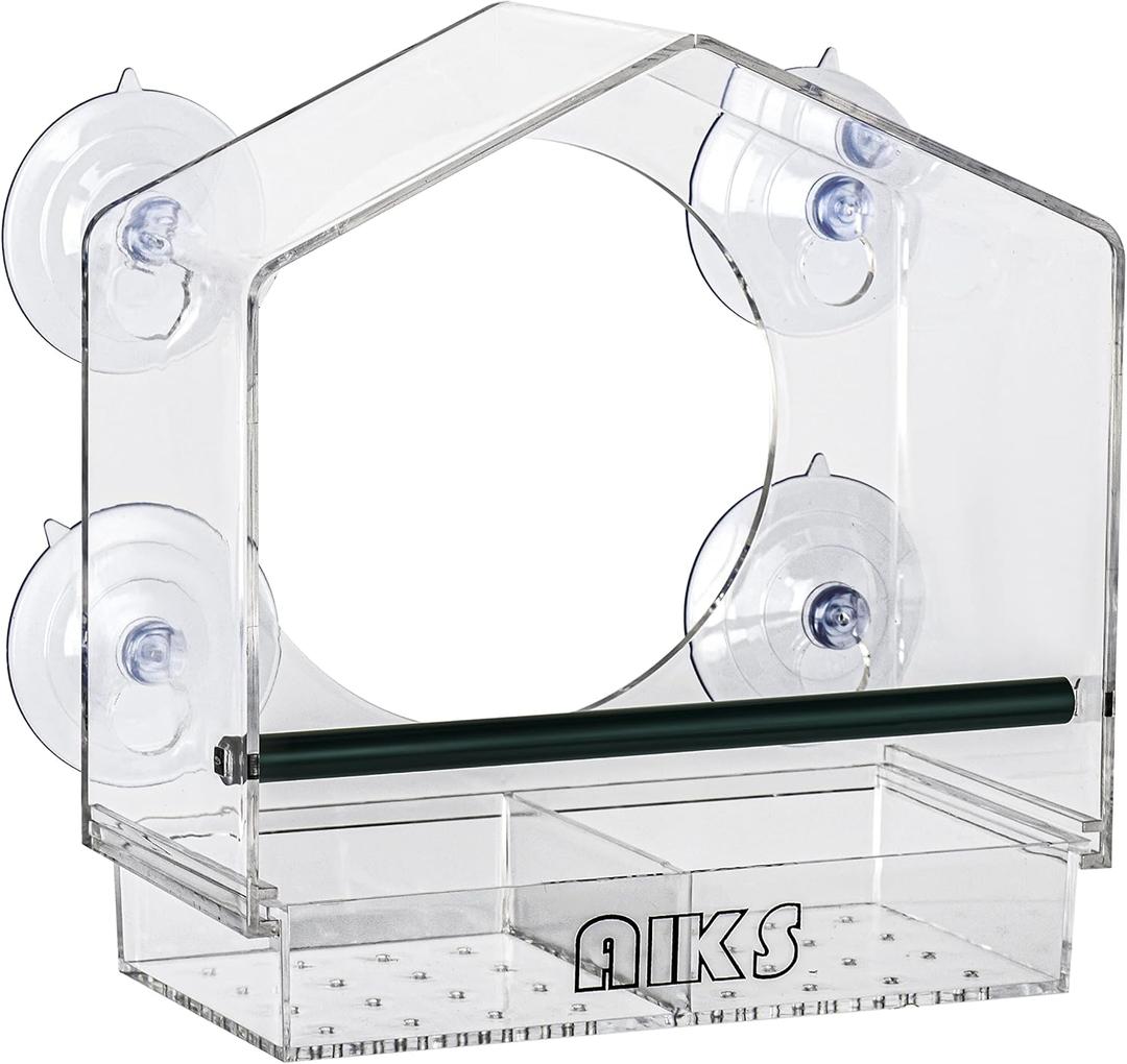 Window Bird Feeder with 4 Extra Strong Suction Cups, Large Outdoor Bird House for Cardinals Bluebird Chickadees etc.