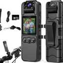 1080P Body Cameras with Audio and Video Recording| 180 Rotating Lens | 6-8HR Battery | Night Vision | 64GB SD Card | 1.3" LCD | Portable Security Cam for Police, Law Enforcement, Outdoors & Meetings