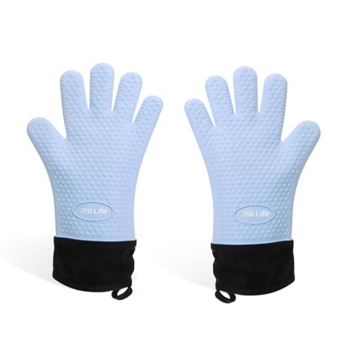 PYD Life 2 Pairs Blue Silicone & Cotton Heat-Resistant Sublimation Gloves for Tumbler Heat Press Machine