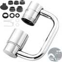 Rotatable Faucet Aerator Extension,1080 Swivel Faucet Extender,Universal Sink Faucet, 2 Mode Splash Filter with Adjustable Robotic Arm,Fits 15/16 & 55/64 Threads for Kitchen/Bathroom