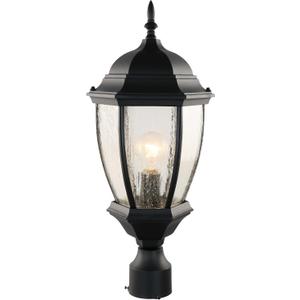 Outdoor Post Light, 21 Inch Aluminum Outside Post Lantern, Waterproof Exterior Lamp Pole Lantern Head with Seeded Glass, Matte Black Column Lights for Patio Garden Walkway Landscape E26 Base Max 100W