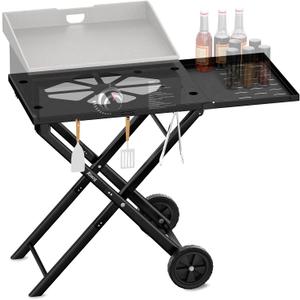 Riuog Portable Griddle Stand Compatible for Blackstone 17” 22" Propane Table Top Grill Stand,Universal Outdoor Camping Cooking Station with Side Shelf, Perfect Take Along for Outdoor Cooking and Camping