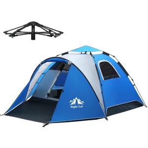 Night Cat Instant Popup Tents 2-3 Persons with Footprint Tarp Easy Setup Camping Tent with Rainfly Double Layers Waterproof Automatic Hydraulic Mechaism (2-3 Persons (7.9*6.6*4.6ft), Sky Blue)