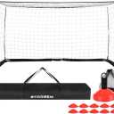 Storgem Soccer Goal,Soccer Net,Soccer Goals for Backyard,with Bow Frame,Collapsible Metal Base and 15 Training Cones