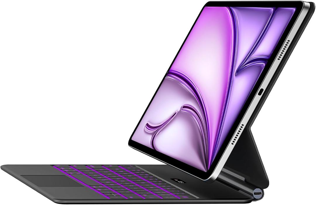Magic Keyboard for iPad Air 13(M3 2025/M2 2024) & iPad Pro 12.9(6th/5th/4th/3rd Gen), Slim Case with Keyboard, Lightweight Keyboard Case with Multi-Touch Trackpad, 7-Color Backlit,Black