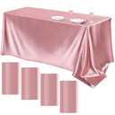 TURSTIN 4 Packs Rose Gold Satin Tablecloth 102 x 58 Inch Overlay Satin Table Cover Rectangle Bright Silk Tablecloth Smooth Fabric Table Decoration for Wedding Banquet Party Events