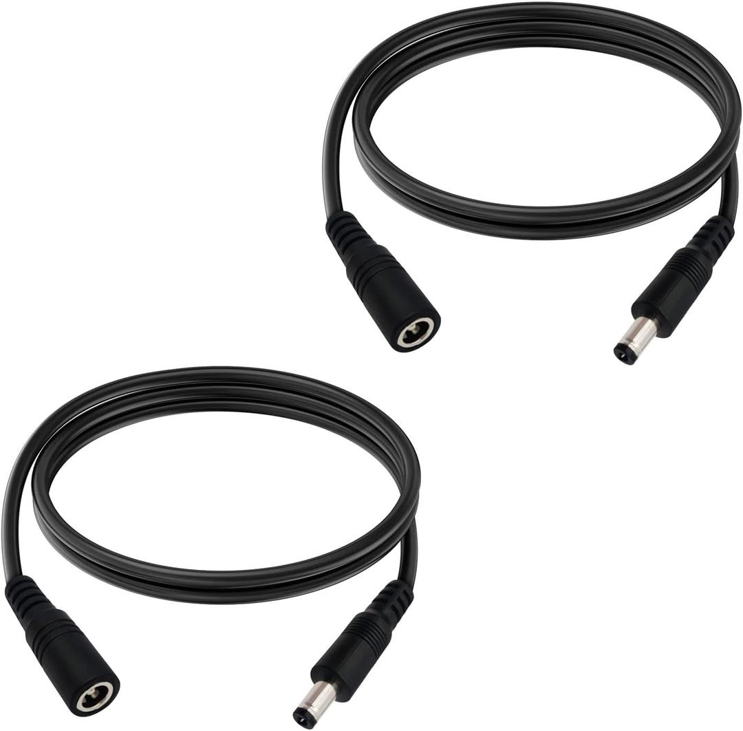 3.3FT DC Power Extension Cable 5.5mmx2.1mm 18AWG Male to Female 12V Extension Cable for CCTV Surveillance Camera Router LED Light Ba 2pcs