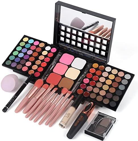 Full Makeup Kit with Applicator - 78 Color Cosmetic Gift Set Include Eyeshadow/Lipstick/Blush/Contour/Concealer, Mascara, Lip Liner, Eyeshadow Primer, Eyebrow Powder, Sponge and 8pcs Makeup Brush