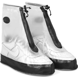 Rain Shoe Covers | Waterproof Shoe Covers for Men Women | Reusable Galoshes Overshoes (3X-Large, Clear / Black)