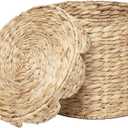 Small Round Water hyacinth Wicker Laundry hamper basket with lid