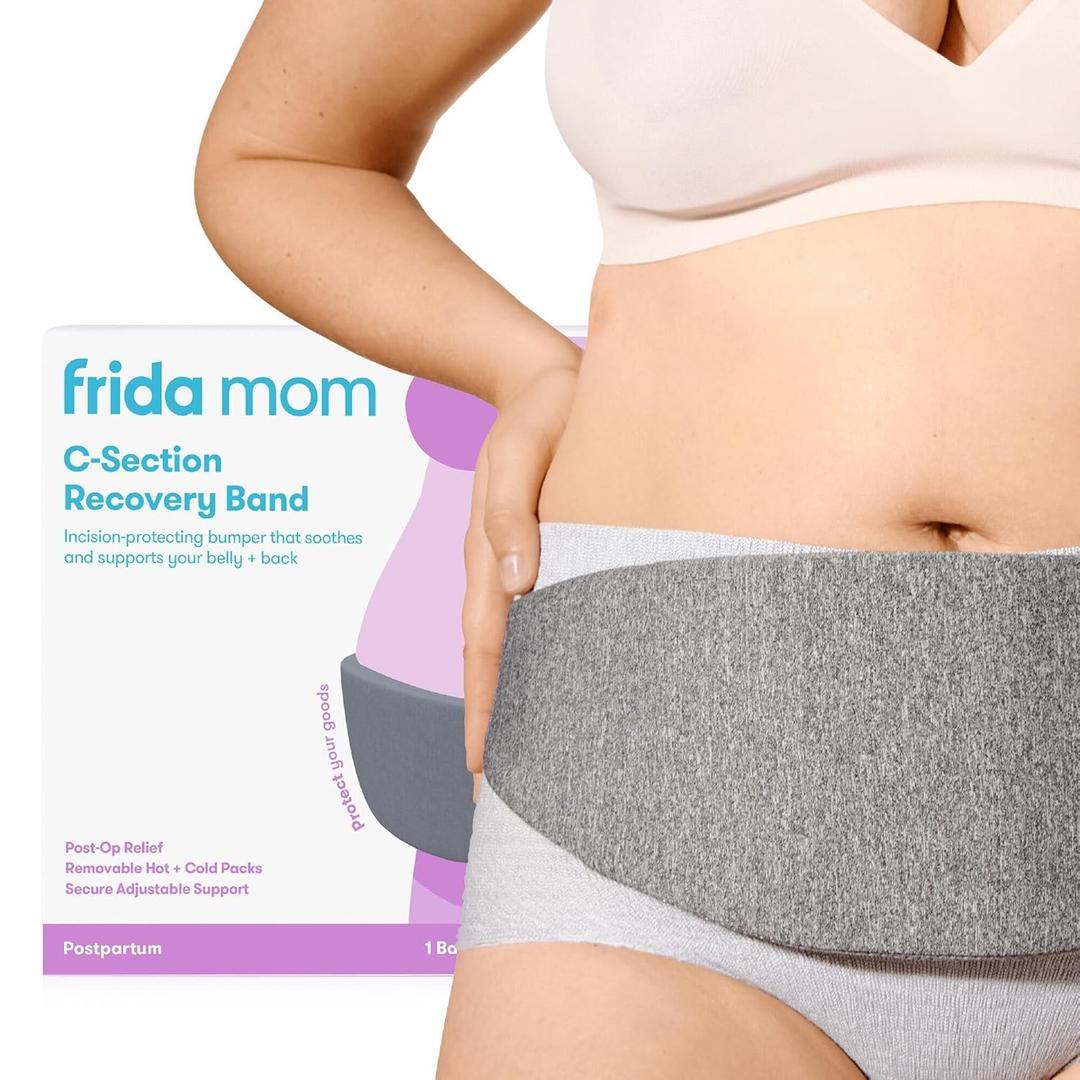 Frida Mom C-Section Hot & Cold Therapy Belly Binder, C-Section Recovery Must Have Belly Band, Incision Protector, for Post-Op & Swelling, Postpartum Essentials, After Birth Brace, Abdominal Binder, 
One Size