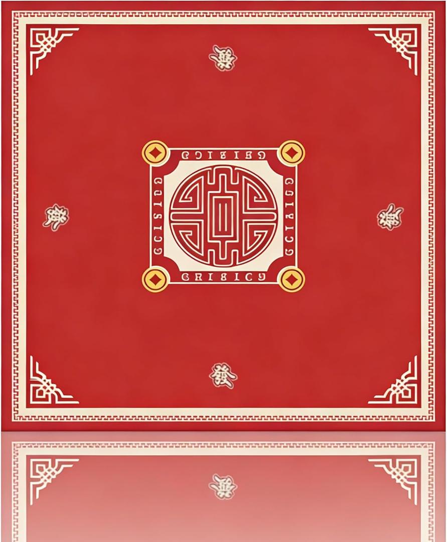 Mahjong Tablecloth, Traditional Chinese Style 80x80cm (31.5x31.5in) Scratch-Resistant Table Cover with Edge-Locking Craftsmanship & Longevity Pattern for Mahjong Gaming & Home DecorRED
