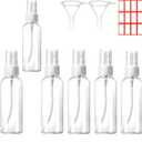 3 x dhrbsx Spray bottles small, 2oz/50ml Clear Empty Fine Mist Plastic Mini Travel Continuous Bottle Set, Small Refillable Liquid Containers 6pack with 2pcs Funnels and 12pcs Labels