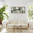 Sage Green Abstract Wall Art Set of 3, Modern Abstract Canvas Wall Decor Paintings, Green Neutral Minimalist Posters Prints Pictures for Living Room Bedroom Office Home Decor 12x16 Inch Wood Framed