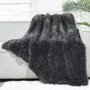 GONAAP Fuzzy Faux Fur Throw Blanket Dark Grey Super Soft Cozy Plush Fuzzy Shaggy Blanket for Couch Sofa Bed (Dark Grey, Throw(50"x60"))