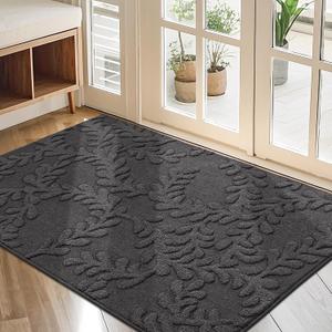 BEQHAUSE Door Mats 32x48, Dirt Trapper Doormats Indoor, Non-Slip Washable Entryway Rugs, Super Absorbent Welcome Mat for Front Door, Muddy Shoes & Paws, Dark Grey