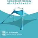 Beach Tent Sun Shelter - 10 x 10 Ft Beach Canopy UPF50+ UV Protection with Sandbags, Poles, Grond Pegs and Anti-Wind Ropes for Camping, Backyard, Picnics and Fishing