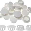30 PCS White Hole Plugs - 1 inch (25mm) Plastic Flush Type Hole Plugs Snap in Locking Hole Tube, Used for Furniture, Cabinet, Pipe & Tube, Round End Caps Cover Inserts