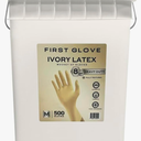 First Glove LATEX 8 Mil Bucket Fully Textured Ivory Gloves - Heavy Duty Gloves for Industrial & Automotive Work 500ct