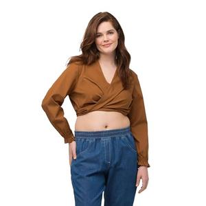 Ulla Popken Women's Short Wrap Blouse, L