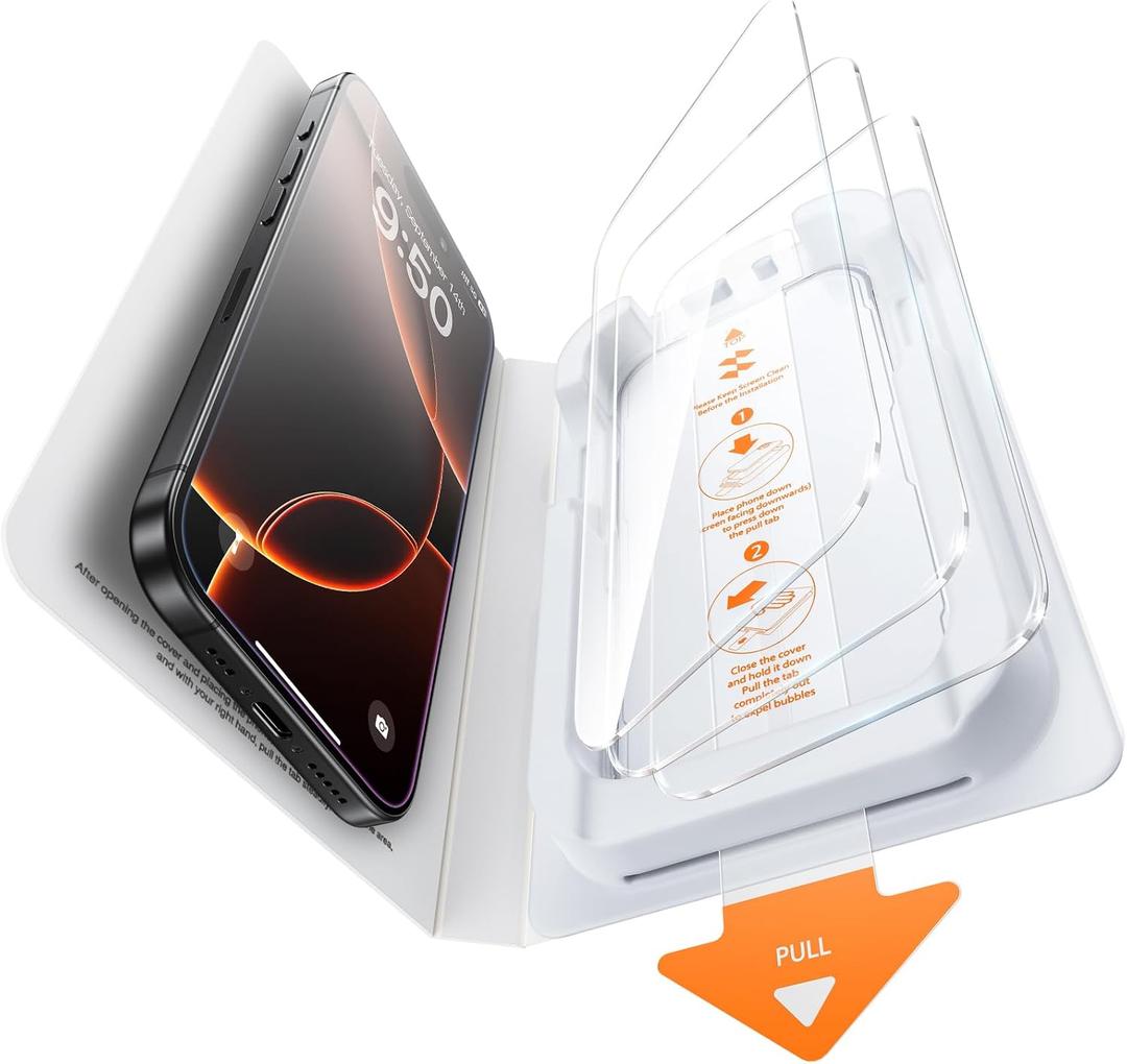 SMARTDEVIL Tempered Glass for iPhone 16 Pro Max Screen Protector [3 Pack],Ultra HD Original Screen Clarity, Anti-Scratch Film,SGS Certified Shatterproof,SmartPull Box Bubble