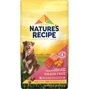 Nature's Recipe Grain Free Dry Dog Food, Salmon, Sweet Potato & Pumpkin Recipe, 4 lb. Bag (4 Pound (Pack of 1)) BB 6/12/26
