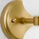 Mid Century Bathroom Wall Sconce - Set of 2 Modern Brushed Gold Brass Sconces - Frosted Milk White Glass Indoor Dimmable Lighting Fixture with Bulb - Double Vanity Lights for Bedroom Living Room Decor
