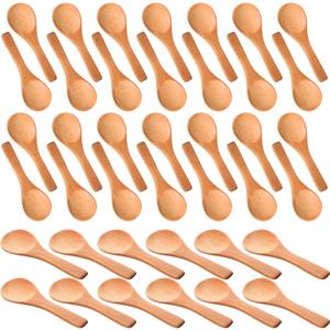 Boao 200 Pcs Small Wooden Spoons, 3.5'' L, Mini Wood Natural Tiny Spoons Wooden Little Teaspoons for Jars Sugar Creamer Honey Spices Salt Kitchen Supplies (Light Brown)