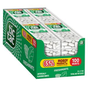 Tic Tac Freshmint Breath Mints, Bulk 12 Pack, On-The-Go Refreshment, 1.7 oz Each, Best By AUG 28/2026