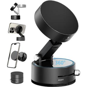 Magnetic Phone Holder for Car Mount,Vacuum Magnetic Suction Car Accessories for Women Men iPhone 16 Pro Max 15 14 13 12 Plus Samsung Huawei (Black)