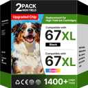 67XL Ink Cartridges for HP Ink 67 Compatible for HP 67 Ink Cartridges Black/Color Combo Pack Work with DeskJet 2827e 4227e 2855e 2842e 2755e 4155e 2755 2852e Envy 6055e 6000 6455e (1 Black, 1 Color)