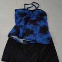 Septangle Women Plus Size Bathing Suits Paisley Print Two Piece Swimsuit Tankini Swimwear, Color: Navy&leaf
3XL