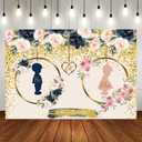 Gender Reveal Backdrop 7x5ft Navy and Blush He or She What Will Baby Be Gender Reveal Backdrop Boy or Girl Pregnancy Reveal Photography Background Baby Shower Backdrop Cake Table Decor