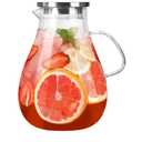 1 Gallon Glass Pitcher with Lid and Handle, Hot & Cold Water Jug, Extra-Wide Mouth Beverage Carafe for Juice, Iced Tea & Drinks