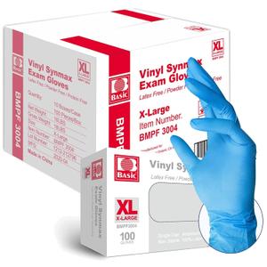 Basic Medical Synmax Vinyl Exam Gloves - Latex-Free & Powder-Free - X-Large, BMPF-3004(Case of 1,000),Blue