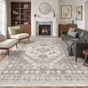 befbee Washable Rug 8x10 Area Rugs for Living Room - Stain Resistant Non-Slip Backing Rugs for Bedroom - Vintage Large Area Rug (Brown/Beige, 8'x10')