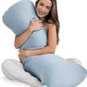 Weighted Body Pillow 8lbs - Weighted Pillow for Deeper Sleep (48" x 14") - Cooling Body Pillows for Adults, Side Sleeper Body Pillows with Cover (X-Large/Arctic Blue)