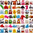 56 Pack Mini Plush Animals Toys Bulk, Small Stuffed Ocean Animal Toy Set, Keychain Decoration for Claw Machine, Birthday Party Favor, Goodie Bag Fillers, Valentines Classroom Prize Box, School Reward