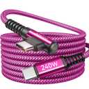 AINOPE 240W USB C to USB C Cable Fast Charging 15FT,Right Angle Fast Type C Charging Cable Fits iPhone 16 Pro Max Plus,iPhone 15,MacBook Air/Pro,iPad Pro,Samsung,Pixel,All Devices, Rose Red, 1 Pack (Pink)
