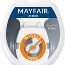 Mayfair Linden Slow Close Toilet Seat, Non Slip Heavy Duty Wood, Easy Install, Round, White