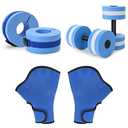 Water Dumbbells Set, 6 Pieces Water Aerobic Exercise Foam Dumbbell Set Pool Resistance, Detachable Aquatic Dumbells, Resistance Gloves, Aquatic Cuffs, Water Workout Fitness Tools for Weight Loss, Blue
