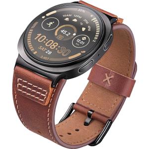 Wristitani Leather Band Compatible with Samsung Galaxy Watch Ultra Bands for Men, Top Genuine Leather Replacement Vintage Strap for 47mm 46mm 45mm 44mm 43mm 42mm 40mm, Dark Brown/Watch 8