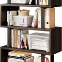 SORCEDAS Bookshelf Geometric Bookcase S Shaped Industrial Bookshelf Storage Display Stand Shelf for Living Room Bedroom and Office Room (Black, 4 Tier)