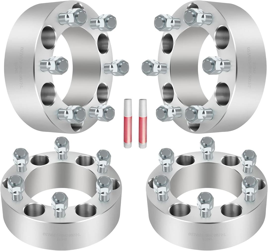 4pcs 2" Inch 6x5.5 to 6x5.5 Wheel Spacers Adapters 14x1.5 Studs 6x139.7 for 6 Lug for GMC for Yukon/Yukon Xl/Sierra 1500, for Chevrolet for K1500/Express 1500, for Cadillac for Escalade
